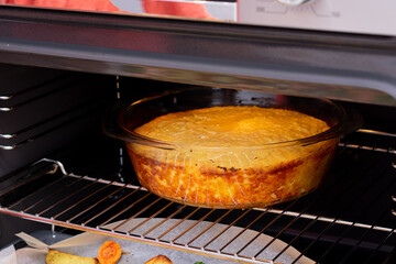 Cottage Cheese casserole in oven