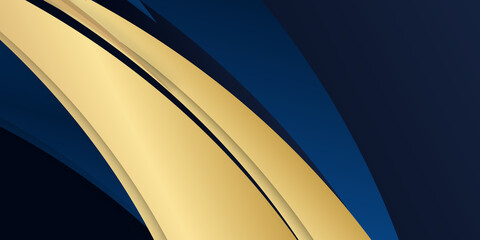 Blue gold abstract wave lines background. Luxury navy blue background combine with glowing golden lines. Overlap layer textured background design 