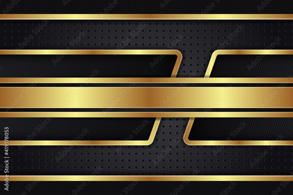 Poster abstract modern geometric background use combination black and gold gradient. gold line frame elemen