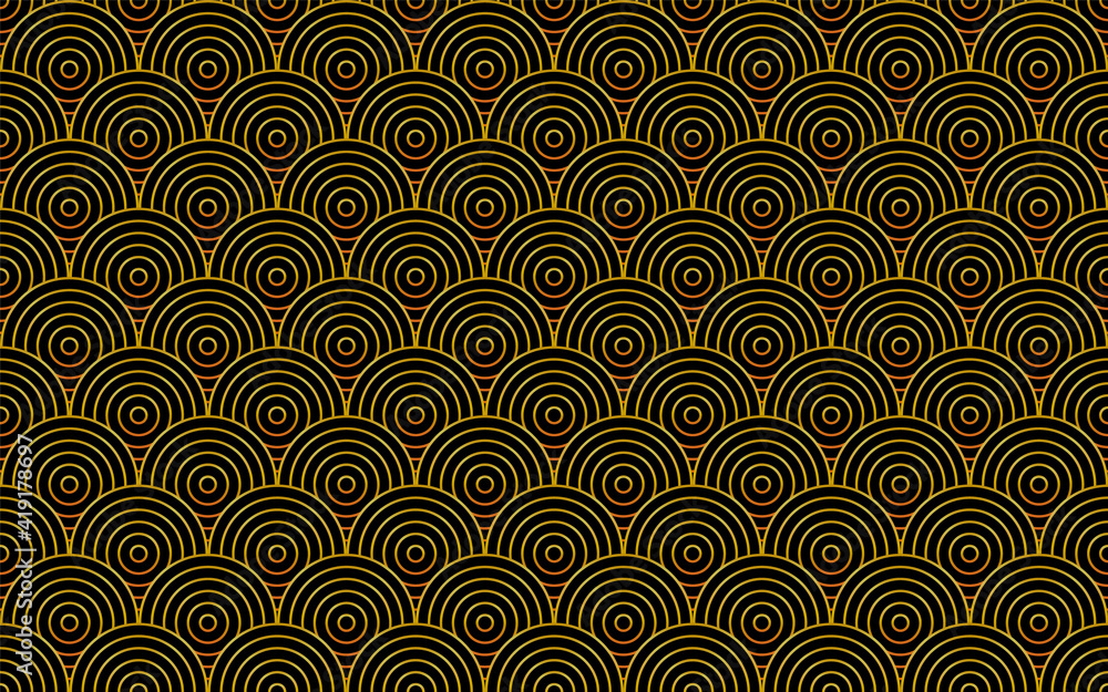 Poster gold art deco vintage seamless pattern with retro ornament design. luxury abstract background in gol