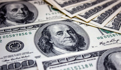 One hundred american dollars close up