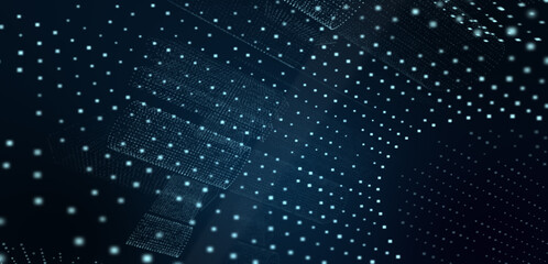 Abstract futuristic - technology with polygonal shapes on dark blue background. Design digital technology concept. 3d illustration