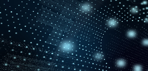 Fototapeta premium Abstract futuristic - technology with polygonal shapes on dark blue background. Design digital technology concept. 3d illustration