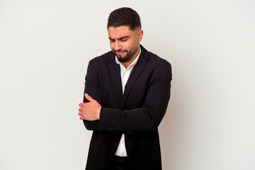 Young mixed race business man isolated on white background