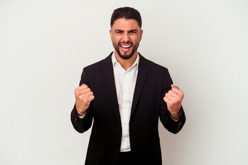 Young mixed race business man isolated on white background