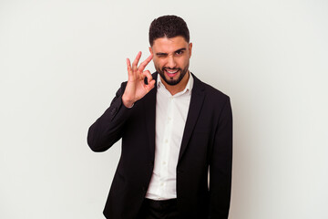 Young mixed race business man isolated on white background