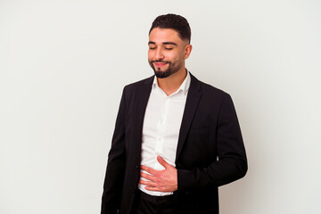 Young mixed race business man isolated on white background