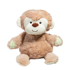 cute stuffed monkey animal on white background