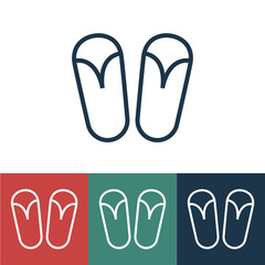 Linear vector icon with beach flip flops