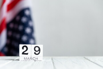 Vietnam War Veterans Day, March 29 calendar on the US flag background