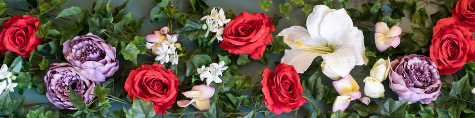 Background from large bright flowers from paper