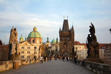 Fototapeta na wymiar Powder Tower in Prague, view from Charles bridge