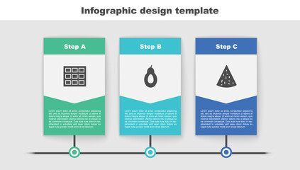 Set Chocolate bar, Avocado and Nachos. Business infographic template. Vector.