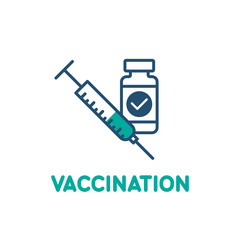 Covid-19 coronavirus vaccine. Pandemic covid-19 outbreak. isolated icon. Syringe and vaccine vial flat icons. flat vector illustration
