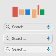 Search Bars In Different Variants UI Neumorphism Light Version Vector Design Elements Set On White Background. UI Components In Simple Neumorphic Style For Apps, Websites, Interfaces, Social Media