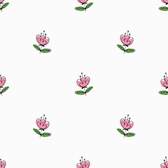 floral seamless pattern for printing on fabrics, paper, wallpaper, baby products. tulips on a white background. doodle illustration. hand drawing