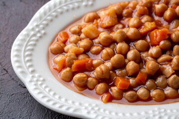 Traditional delicious Turkish food; Chickpea stew (Turkish name; Nohut pilaki)