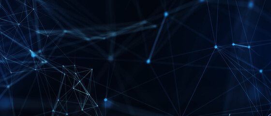 Abstract futuristic - technology with polygonal shapes on dark blue background. Design digital technology concept. 3d illustration.