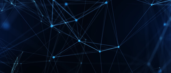 Abstract futuristic - technology with polygonal shapes on dark blue background. Design digital technology concept. 3d illustration.