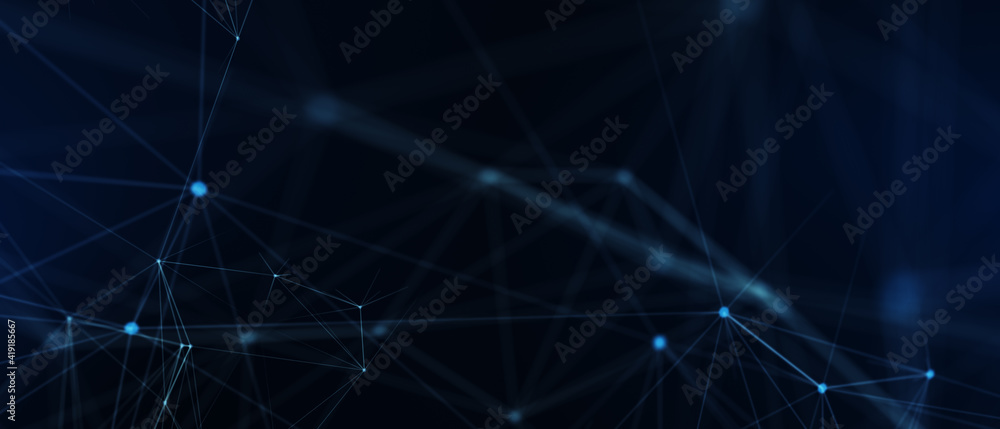 Poster abstract futuristic - technology with polygonal shapes on dark blue background. design digital techn