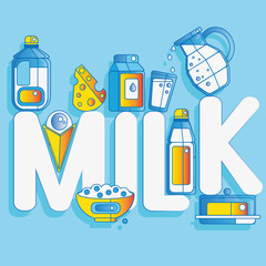 Print milk. milk day . cow  . oil. cheese . kefir. glass. package. delicious. . illustration . a set . jug. breakfast. morning. meal. curd. ice cream.   cardboard. the bottle . calcium . drink