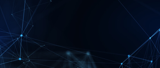 Abstract futuristic - technology with polygonal shapes on dark blue background. Design digital technology concept. 3d illustration.