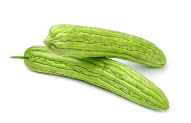 Fresh bitter gourd isolated on white background.