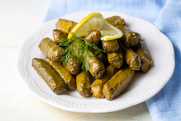 Traditional delicious Turkish foods; stuffed leaves (yaprak sarmasi)