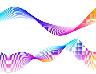 Wave of the many colored lines. Abstract wavy stripes on a white background isolated. Creative line art. Vector illustration EPS 10. Design elements created using the Blend Tool. Curved smooth tape