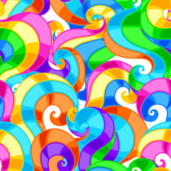 Seamless pattern with abstract colored swirls.