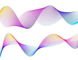 Wave of the many colored lines. Abstract wavy stripes on a white background isolated. Creative line art. Vector illustration EPS 10. Design elements created using the Blend Tool. Curved smooth tape