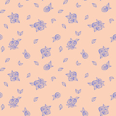 seamless pattern with blue rose flowers