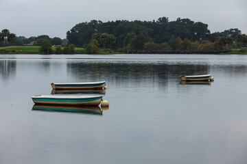 Naklejka premium boat on the lake