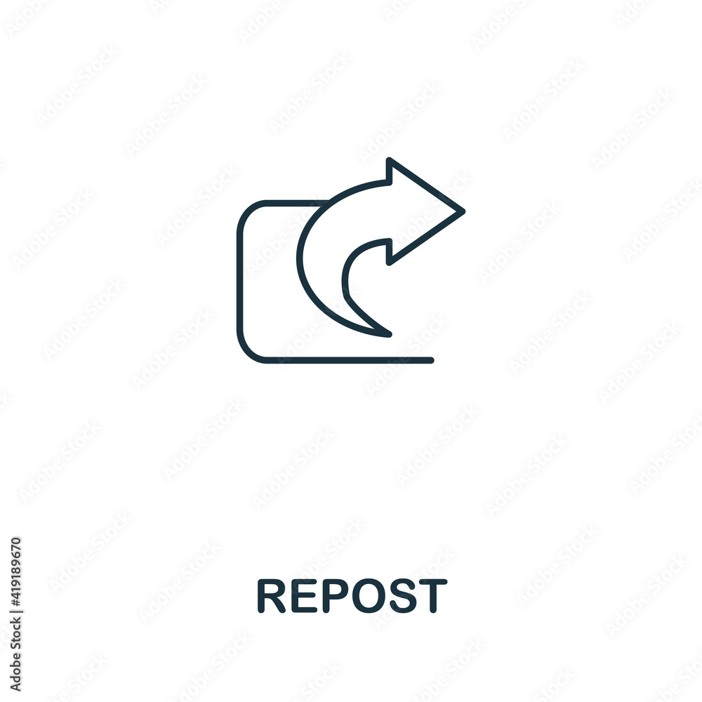 Poster repost icon. simple element from social media collection. creative repost icon for web design, templ