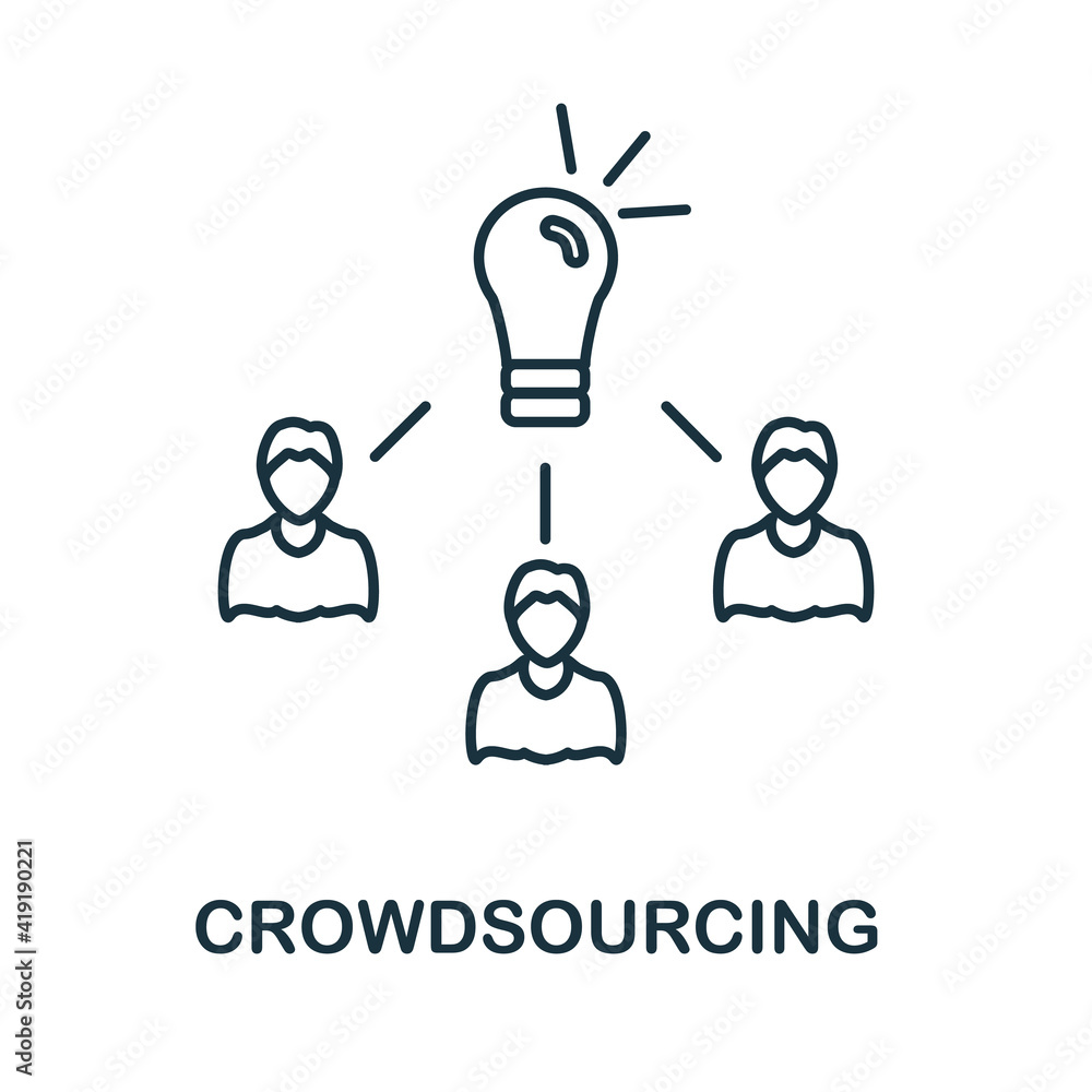 Aufkleber crowdsourcing icon. simple element from social media collection. creative crowdsourcing icon for web