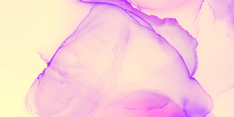 Fototapeta na wymiar Sunrise Ink Fluid. Purple Glamour Poster. White
