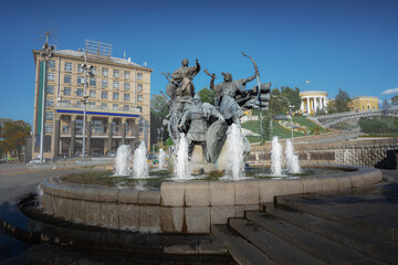 Kyiv Founders Monument Fountain at Independence Square - Kiev, Ukraine