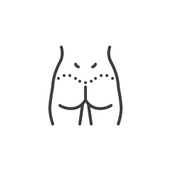 Buttock augmentation surgery line icon. linear style sign for mobile concept and web design. Buttock lift outline vector icon. Symbol, logo illustration. Vector graphics