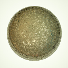 gray metal sphere with texture on a white background. 3d render illustration