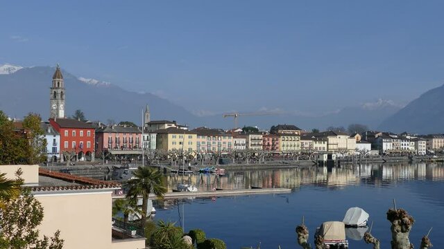 Panorama of Ascona with zoom on the city
