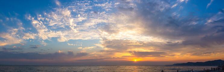 Amazing sea sunset, the sun, waves, clouds