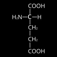 Glutamic acid is an amino acid. Chemical molecular formula glutamic acid amino acid. Vector illustration on isolated background