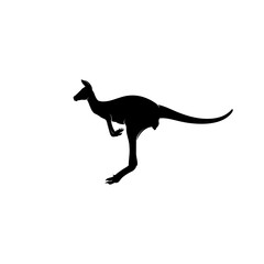 Silhouette Jumping Kangaroo in Black Color Vector Concept Illustration