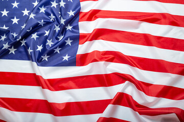 Fototapeta premium United States of America flag. Image of the american flag flying in the wind.