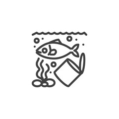 Ocean pollution line icon. linear style sign for mobile concept and web design. Water waste pollution outline vector icon. Symbol, logo illustration. Vector graphics