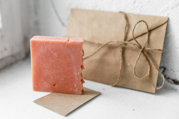 Handmade soap. natural cosmetic. packaging. face and body care