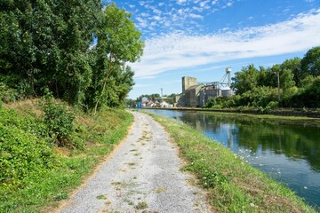 Fototapeta na wymiar Saint-Quentin France - 27 August 2020 - Canal de Saint-Quentin in Hauts de France
