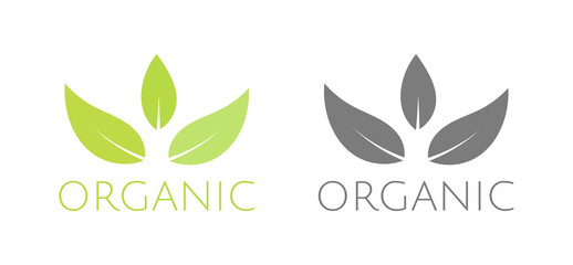 Fototapeta na wymiar Green eco organic leaves symbols. Organic icons.