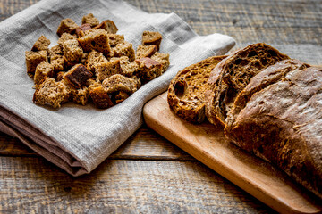 bakery concept with homemade bread on rustic background