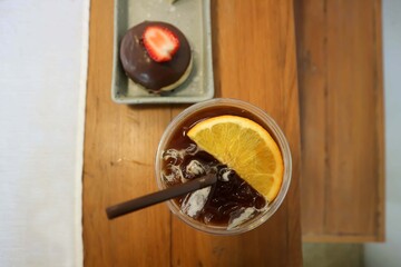 juice, orange juice and espresso or orange coffee